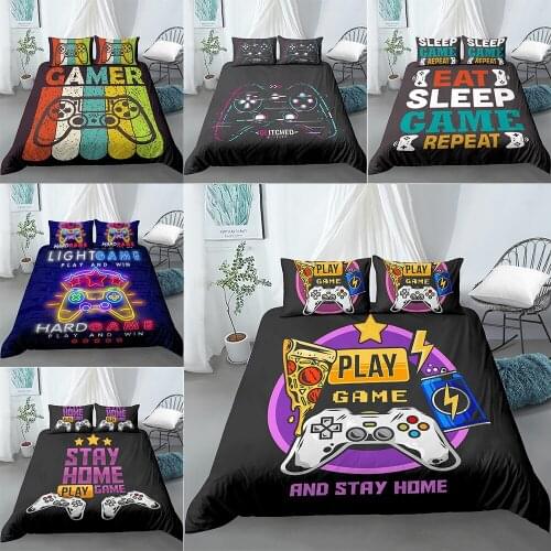 Modern Gamer Comforter Cover Gamepad Bedding Set For Boys Video Game Duvet Cover Kids Gamer Bed Set Queen Size Bed Comforters