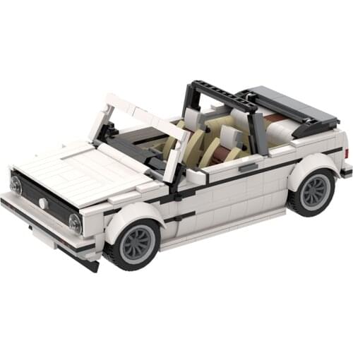 MOC Mini Golf Cabriolet Sports Racing Car Building Blocks DIY White Black Super Vehicle Racer Bricks Toys For Children Birthday
