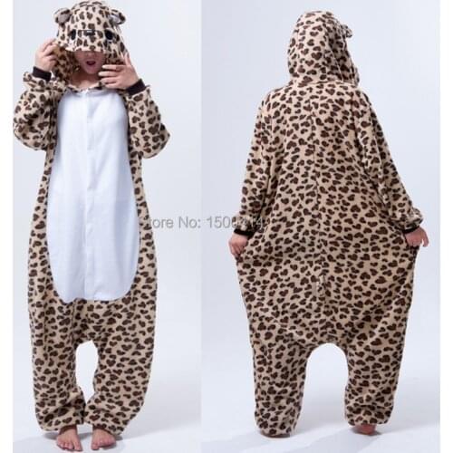 Unisex Adult Cosplay Costume Animal Leopard Bear Anime Onesies Pajama For Halloween Carnival Masquerade Party