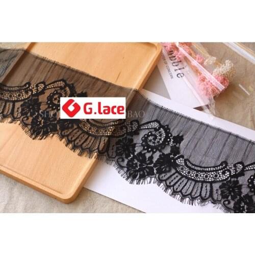 GLace 3M/lot 15cm wide black and white new lace eyelash lace DIY apparel veil skirt sexy lingerie accessoriesTX211