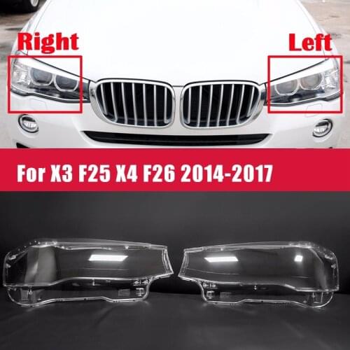 Left+Right for BMW X3 F25 2014-2017 Car Headlight Len Cover Head Light Lamp Transparent Lampshade Light Lens Shell