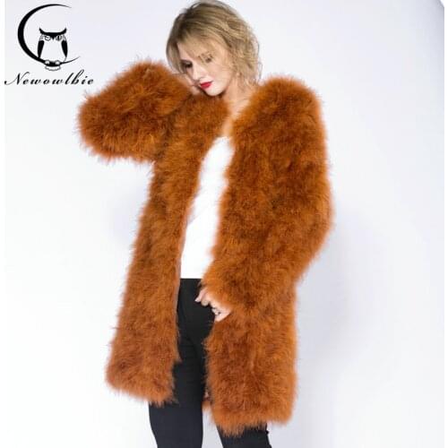 90 cm 2021 hot sale Ostrich wool fur plus size women coat feather fur women winter jackets and coats