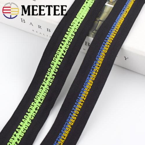 Meetee 2/4M 5#/8# Resin Coded Zipper Individuality Alphabet Special Code Cutting Zippers + Silder for Backpack Clothes Decor Zip