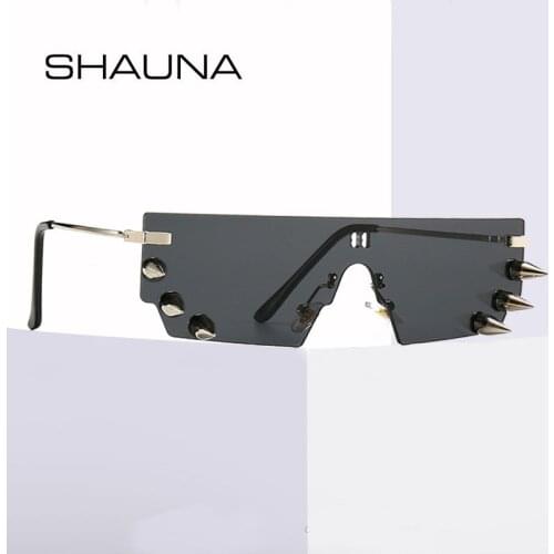 SHAUNA Unique Rivets Rimless Sunglasses Fashion Men Punk Shades UV400