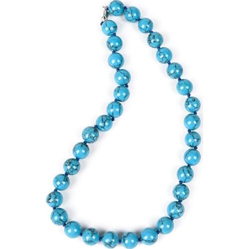 New Fashion 12mm Fresh and Cheerful sky blue Turquoise Necklaces Preferred women gifts