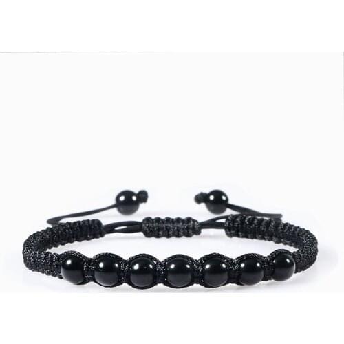 Braided Reiki Healing Bracelets Natural Stone Matte Lave Beads Handmade String Bracelet Black Brown Rope Adjustable Jewelry Gift