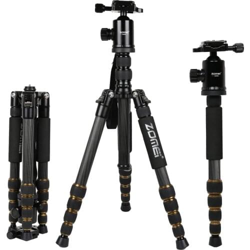 ZOMEI Z699C Carbon Fiber Portable Tripod with Ball Head Compact Travel Monopod Digital SLR DSLR Video Camera