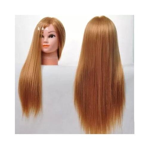 Professional 25" Golden Fiber Beautiful Hair Female Mannequin + Clamp Hairdressing Styling Training Head Model set
