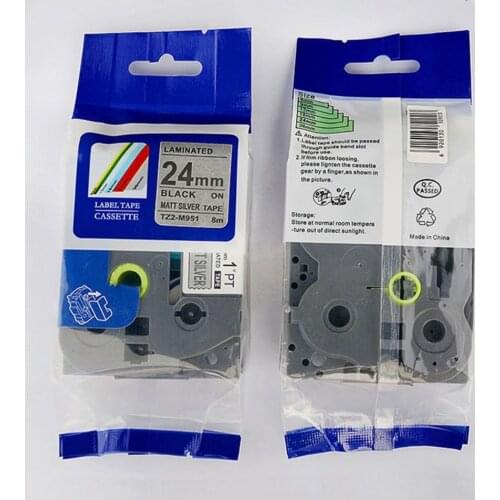 Manufacturer direct selling compatible TZe-M951 Black on Matte Sliver 24mm labels for Ptouch label printer perfect compatibility