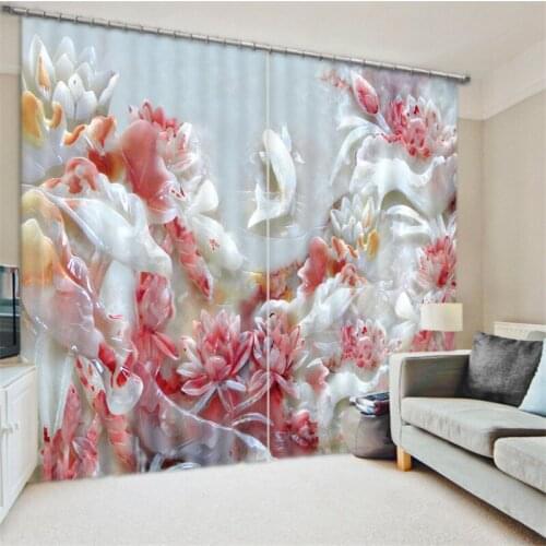 Pink Curtains Luxury Blackou 3D Window Curtains For Living Room Bedroom Drapes Cortinas Rideaux Customized size Cushions cover