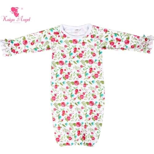 Kaiya Angel Christmas Baby Sleeping Bag Newborn Infant Cotton Soft Floral Wholesale Girls Boys Ruffle Sleeve Raglans Bag Gown