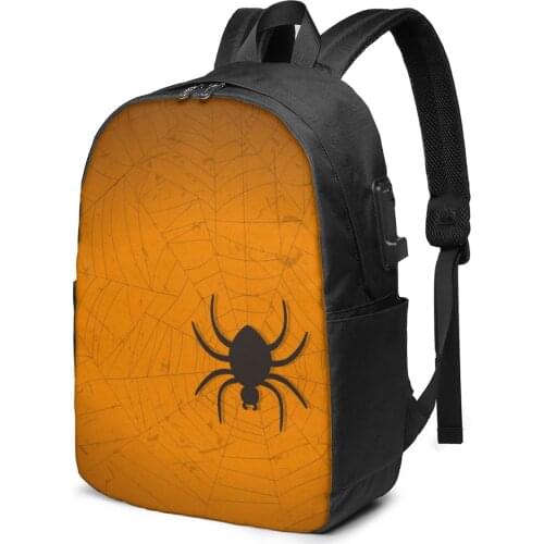 Teenage Backpack for School Boy Girl Funny Cobweb School Bag USB Charging Bookbag