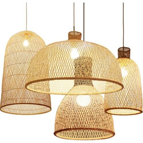 Modern Bamboo Lamp Art Decor Pendant Light Restaurant Hotel Rattan Pendant Lamp for Living Room Hanging Lamp Kitchen Fixtures