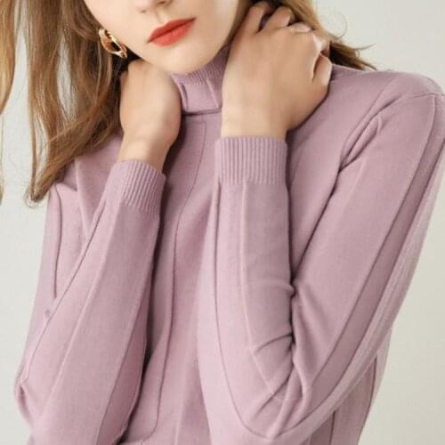 New cashmere sweater turtleneck Pullovers women pile pile collar short pullover Slim wild sweater knitted bottoming shirt jumper
