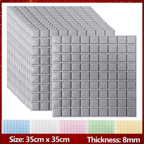35*35cm Thicken DIY Self Adhesive 3D Foam Wall Stickers Bedroom Waterproof Checkered Brick Decals Wallpaper Decor For Kids Room