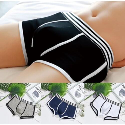 5 Colors/personal Stripes Mens Boxer Shorts Youth Solid Color Cotton Sexy Four-corner Summer Mid-waist Breathable Pants Boxer