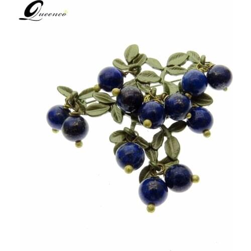Vintage Lapis Lazuli Brooch Jewelry Blueberry Design Brooches For Men And Women 2 Colors Accessories