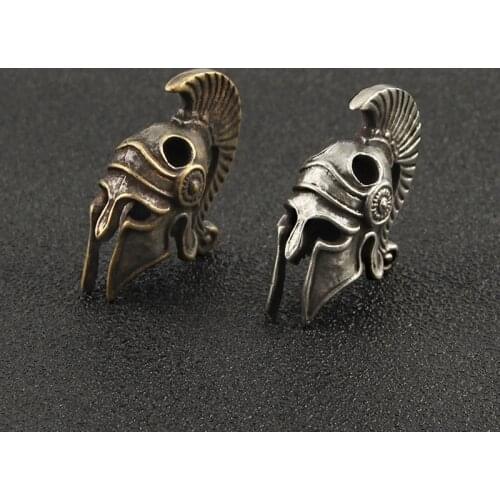 Vintage Brass Helmet Knife Bead DIY Paracord Beads Car Keychain Tool DIY Pendant