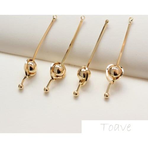 Hanging Beads Strip Stick Copper Plated 18K Real Gold Color DIY Ear Stud Material Accessories