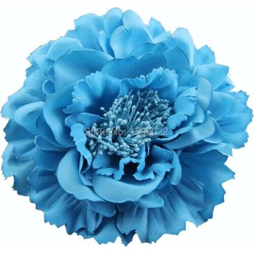 10pcs/lot Bohemian Peony Brooch Barrette Hair Clip Blue Fabric Flower Holiday Accessories Hairclips Women Teenage Head Pieces