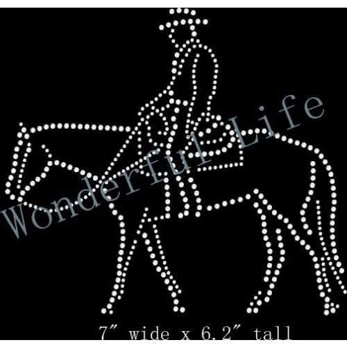 Wonderful Rhinestone Iron On Transfer "Western Rider" Western Horse Riding Crystal Bling Design - Make Your Own Shirt