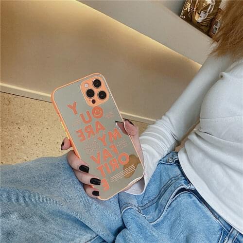 Mirror Simple English Phone Case for IPhone 12 11 Pro Max 12Mini XR XS Max X 7 8 Plus TPU Shock Proof Back Cover Cute Case
