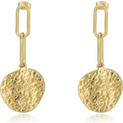 Geometry Round Dangle Earrings Stainless Steel Drop Earrings Exquisite Circle Pendant Ear Cuff For Women Jewelry Accessories