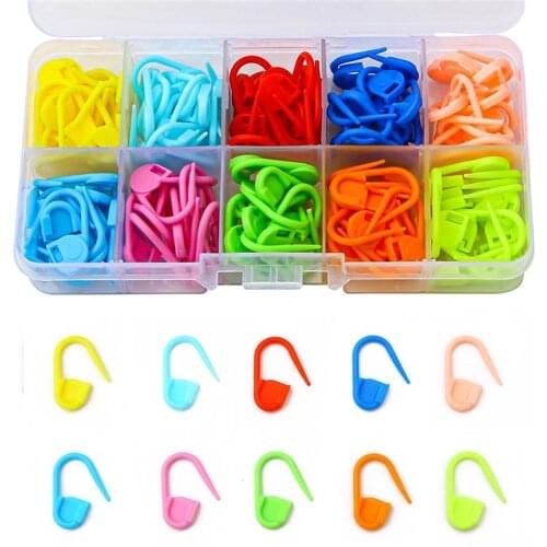 1Box 120-50Pcs Plastic Mix Color Weaving Tool Accessories Small Pin Mark Buckle Knitting Needle Clip Craft Crochet Lock