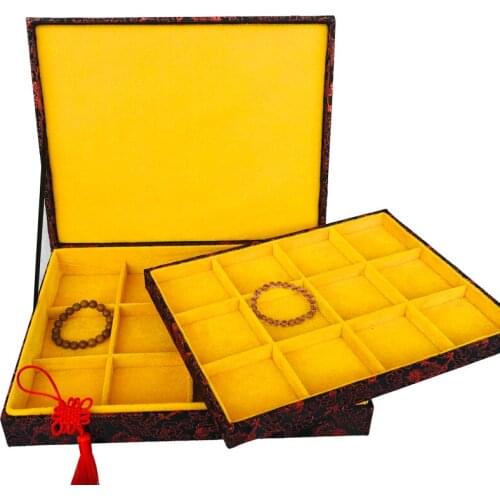 12 15 Grid Slots 2 Layer Pull Out Wooden Jewelry Storage Box Organizer Silk Satin Collection Box Bracelet Display Packaging Case