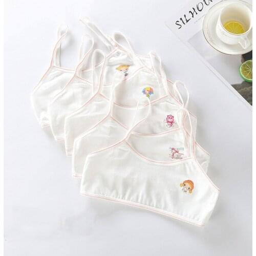 3pcs/lot Cartoons Thin Sling T-shirt Cotton bra Topic Girls Underwear Teenage Training Bras vest gift cute send Random pattern
