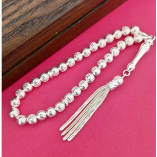 925 Sterling Silver Rosary with Sphere Shaped and Pattern
