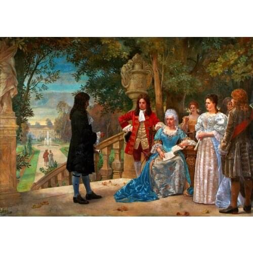 Free shipping classical court figures canvas prints gentleman queen landscape oil painting printed on canvas decoration picture