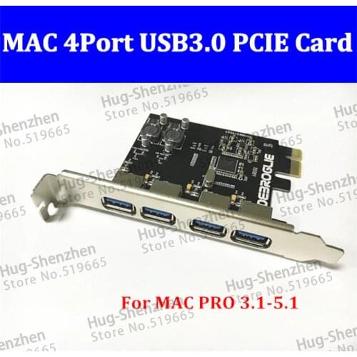 Cableless High Speed 4 Port USB 3.0 PCIE PCI Express Control Card Adapter Front Panel for MAC PRO 3.1-5.1/OSX 10.8-10.14.5