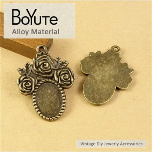 BoYuTe (40 Pieces/Lot) 14*10MM Cabochon Base Vintage Accessories Parts Antique Bronze Pendant Base Oval Materials for Jewelry