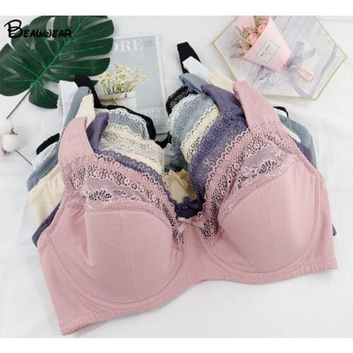 Womens Push Up Bras Lace Bralette Light Padded Underwired Perspective Brassiere Big Bust Sexy Lingerie Underwear D DD E F G Cup