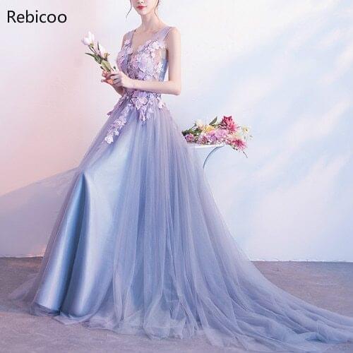 Elegant Tulle Long Evening Gowns Appliques Long Trailing Women Formal Banquet Dresses Wedding Bandage Prom Party Dress