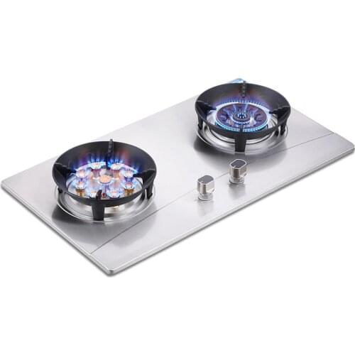 Gas Stove Electronic Pulse Ignition Embedded Stove Liquefied/natural Gas Burner Stainless Steel Panel Cooking Appliances