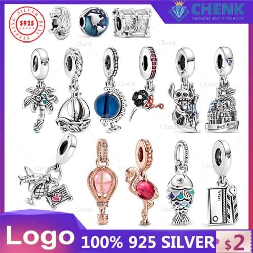 Summert All Have Logo Silver Pink Hot Air Balloon Flamingo Summer Gift With Original Wholesale Charms For Jewelry Making Fit