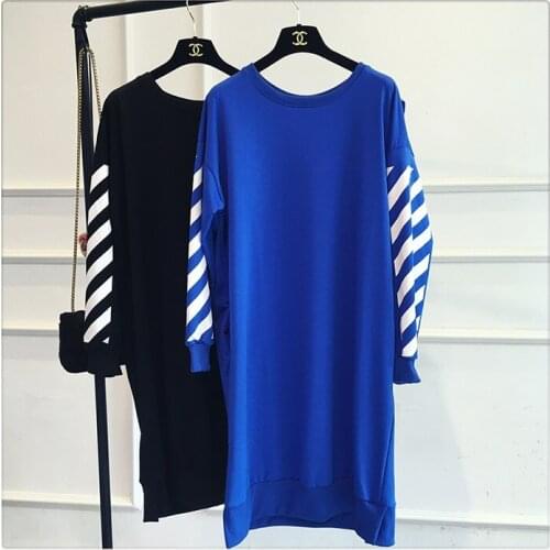 STOCK CLEARANCE SALE Casual Street Chic Letters Prints Medium Long Loose Cotton Dress Hoodies Dress TN572