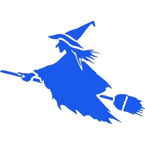 Interesting Fairy Tale Characters Witch on Flying Broom Spell High Strength Car Sticker for Laptop Kayak Vinyl Decal