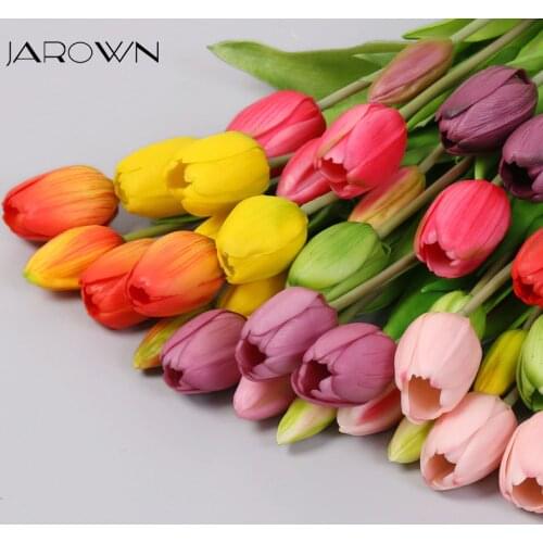 JAROWN 5 Heads Tulip Artificial Flower Real Touch Artificial Bouquet Fake Flower for Wedding Decoration Flores Home Garden Decor