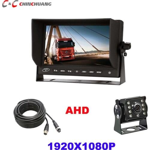 AHD 1920 x 1080P Car Rear View Camera with 7 inch AHD Monitor for Truck Bus RV Caravan Van Trailer Reverse Parking Backup Camera
