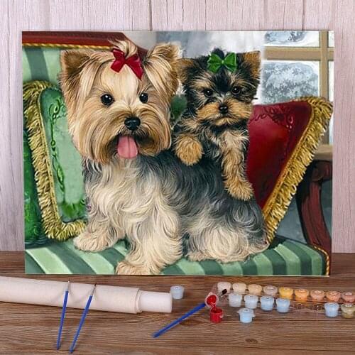 Animal Dog Paint By Numbers Package Oil Paints 50*70 Paiting By Numbers Home Decor For Adults Wall Art Wholesale