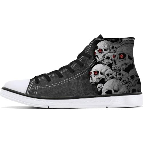 Cool Skull Print High Top Canvas Shoes for Man Unique Custom Design Fashion Sneakers for Men Lace Up Flats DIY Customized Tennis