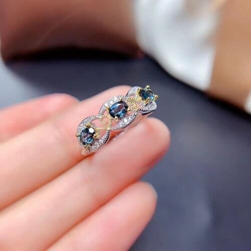 Natural London Blue Topaz Ring High purity Low price for Women Engagement Party 3x4mm Fine jewelry High Quality S925
