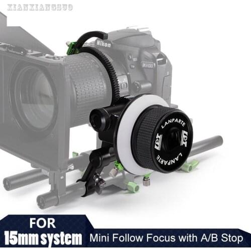 Lanparte Lightweight Mini Follow Focus with Adjustable Gear Ring and A B Hard Stop for DSLR Camera Accessories