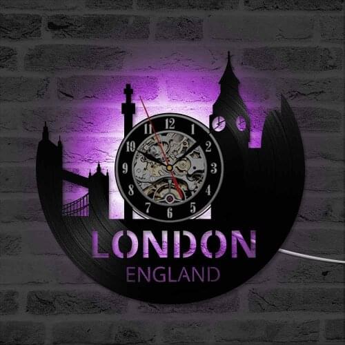 London LED Vinyl Clock Classic Record Art Cityscape Clock Unique Wall Clock Large Hanging Wall Clock Home Decor