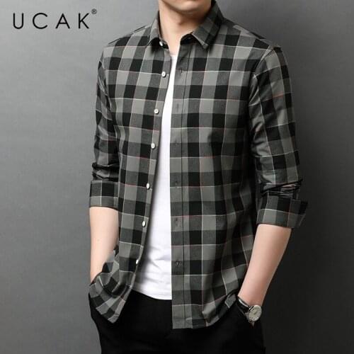 UCAK Brand Autumn Classic Pure Cotton Plaid Long Sleeve Shirts Men Clothing Streetwear Casual Shirt Clothes Homme U6258