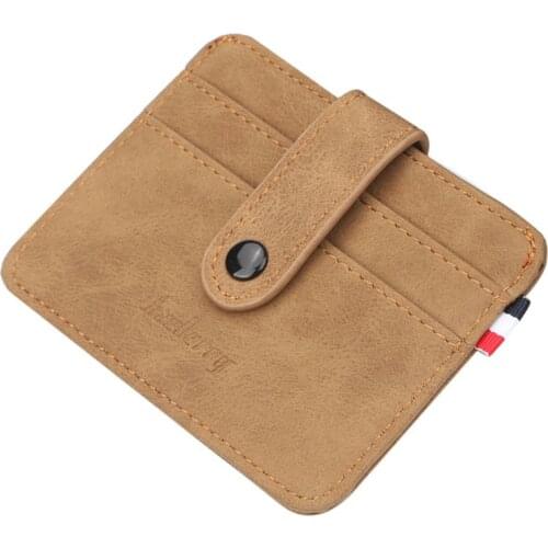 Retro Button Purse Mens Leather Thin Slim Business Wallet ID Credit Card Holder