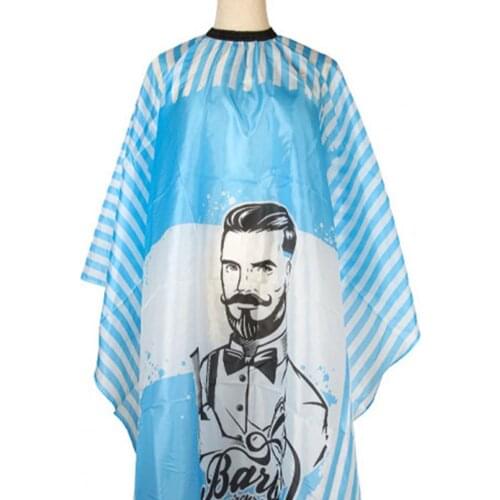Hairdressing Gown Adjustable Elastic Hair Cutting Cloth Polyester Taffeta Blue White Stripe Hair Dresser Styling Cape